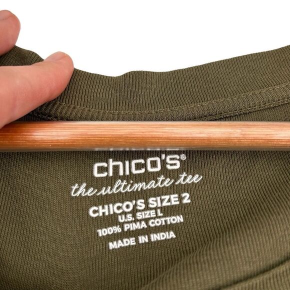 Chicos the ultimate tee seamed tunic top with pockets in olive size large - Picture 5 of 6